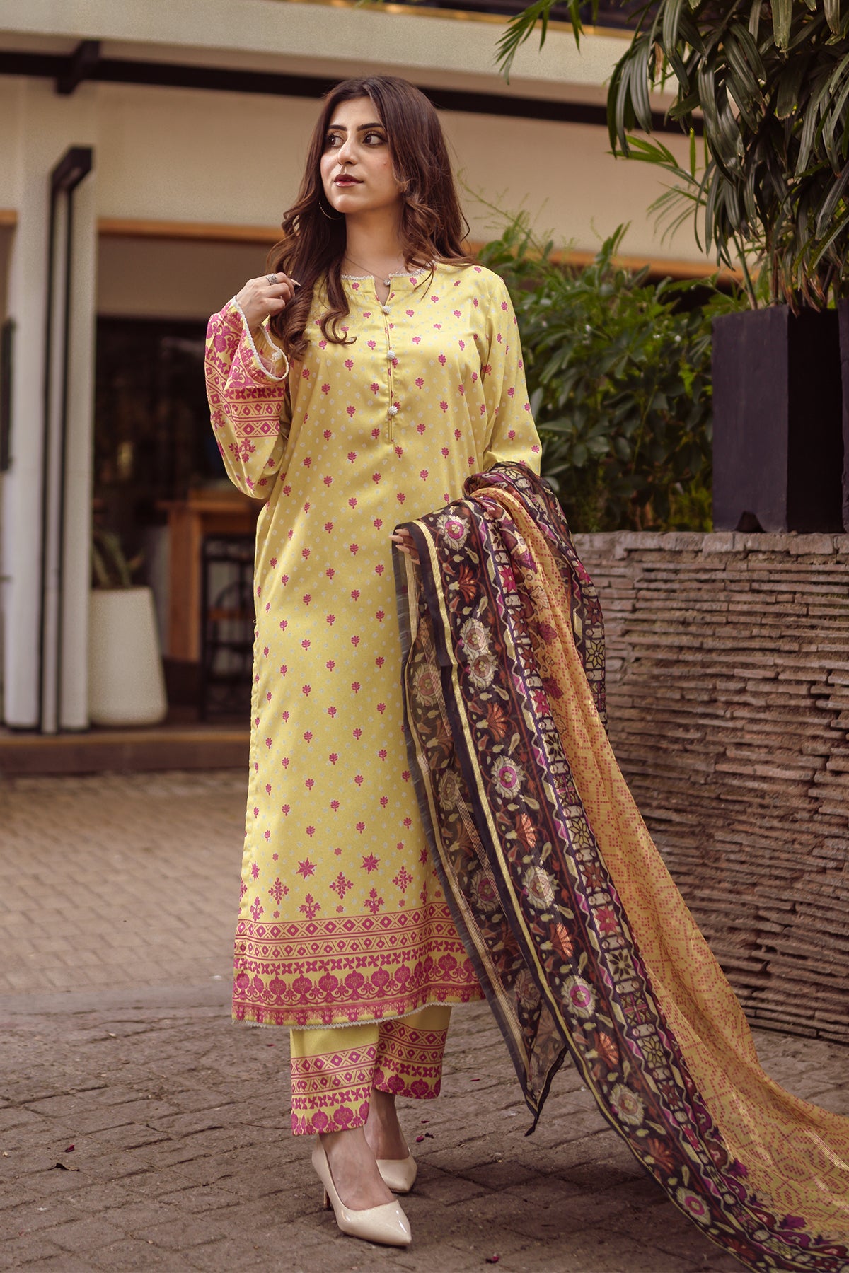 3 Piece Cambric Suit-Printed