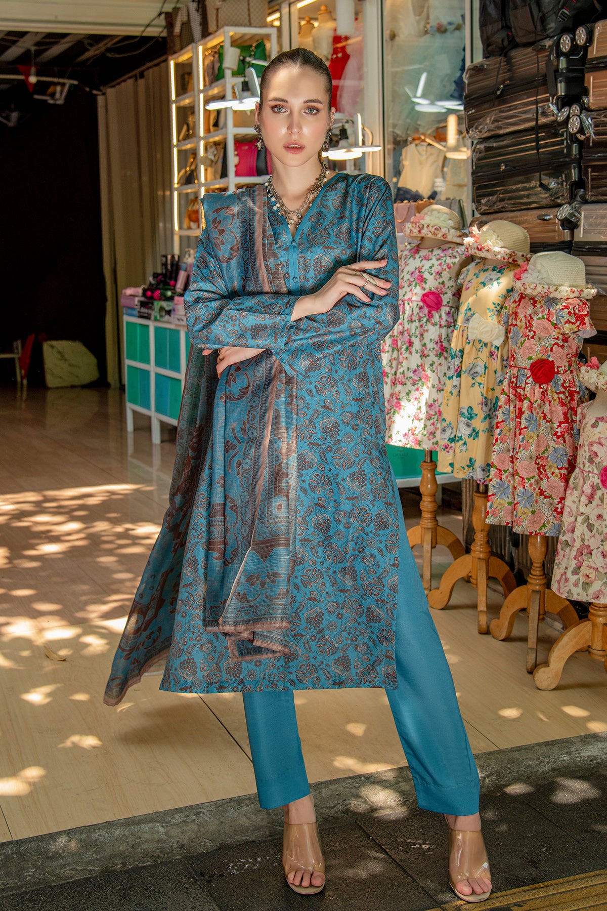 3 Piece Cambric Suit-Printed