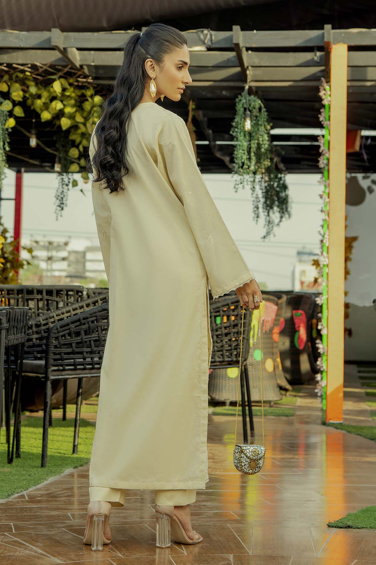 2Pc - Embroidered Solid Dress