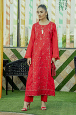 2Pc - Embroidered Solid Dress