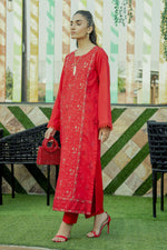 2Pc - Embroidered Solid Dress