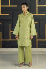 2Pc - Embroidered Solid Dress