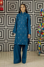 2Pc - Embroidered Solid Dress