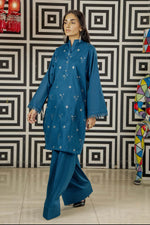 2Pc - Embroidered Solid Dress