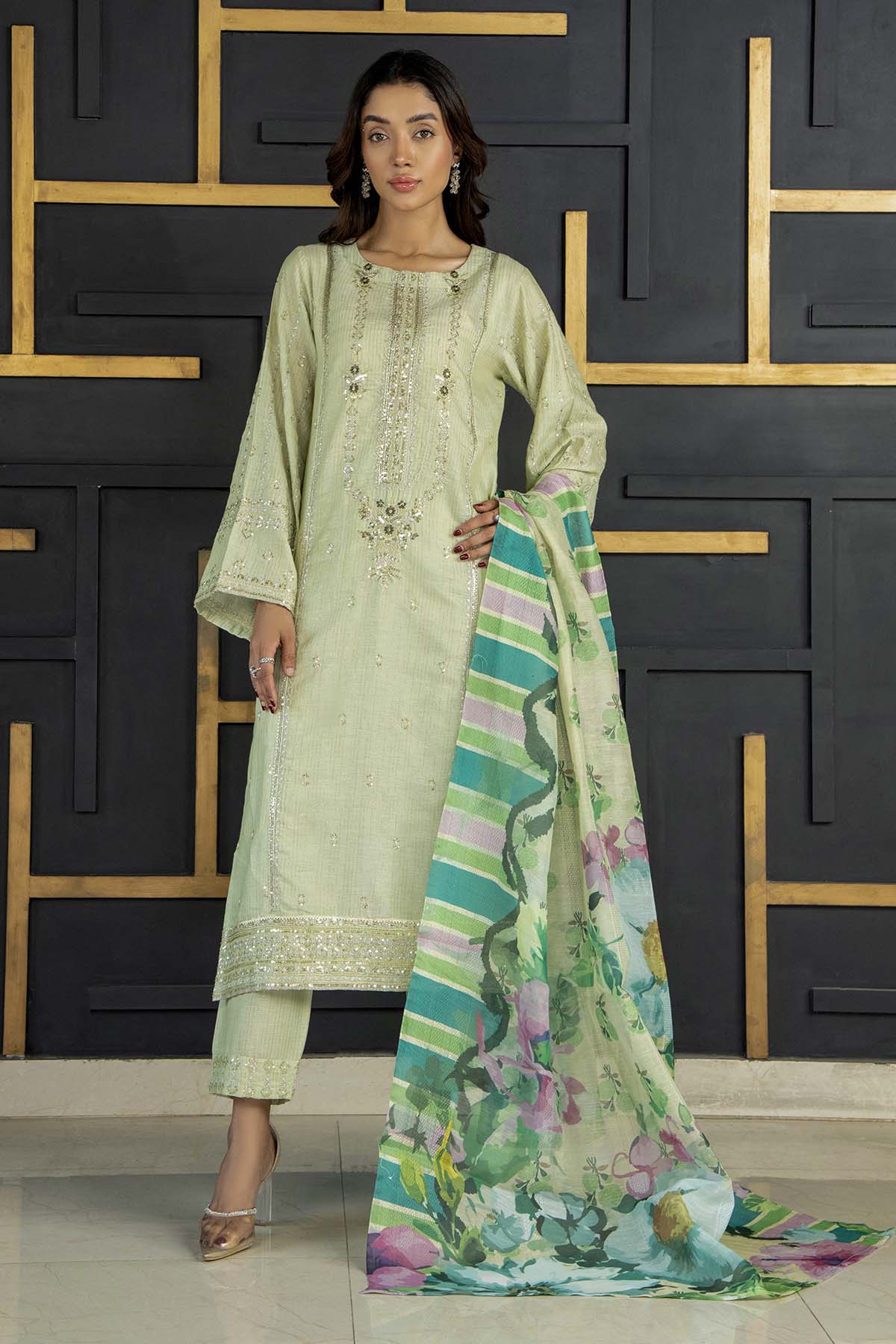 3Pc - Embroidered Zarri Lawn Dress