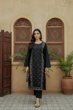 2Pc - Embroidered Solid Dress