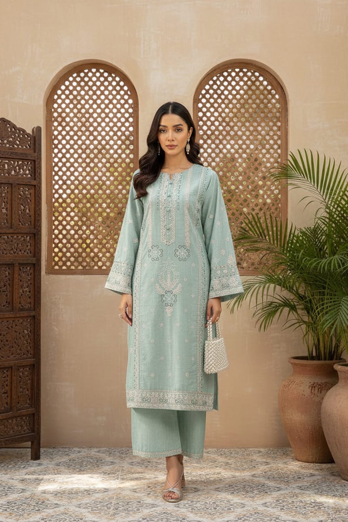 2Pc - Embroidered Zarri Lawn Dress