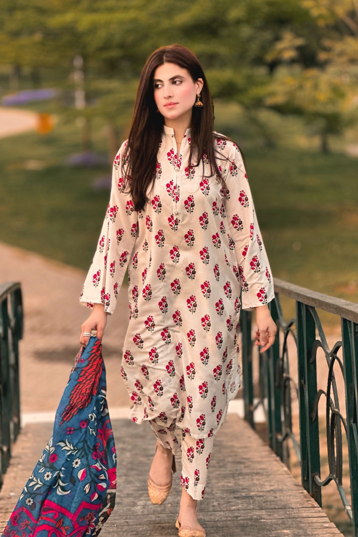 3 Piece Cambric Suit-Printed