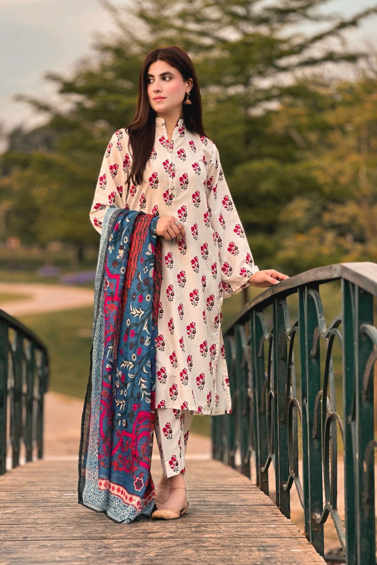 3 Piece Cambric Suit-Printed