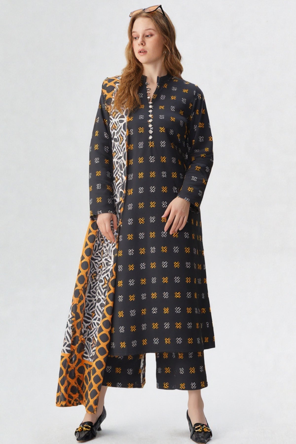 3 Piece Cambric Suit-Printed