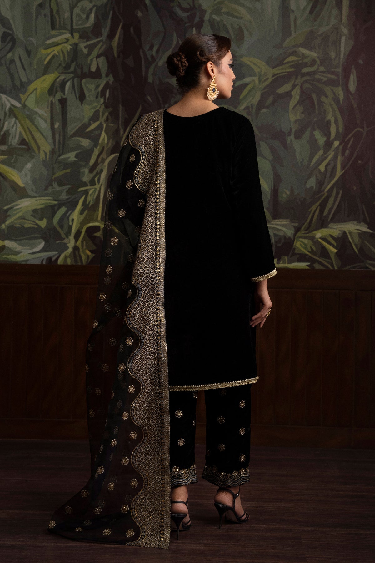 3 Piece - Embroidered Velvet Suit