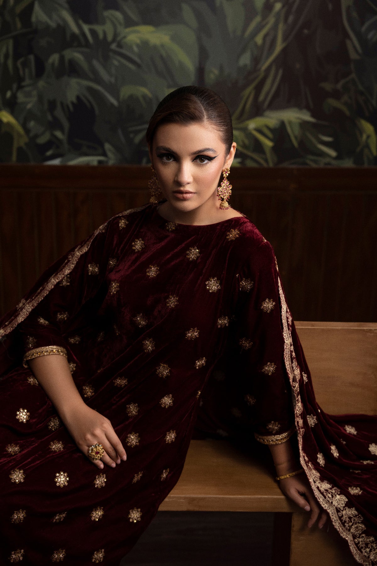 3 Piece - Embroidered Velvet Suit