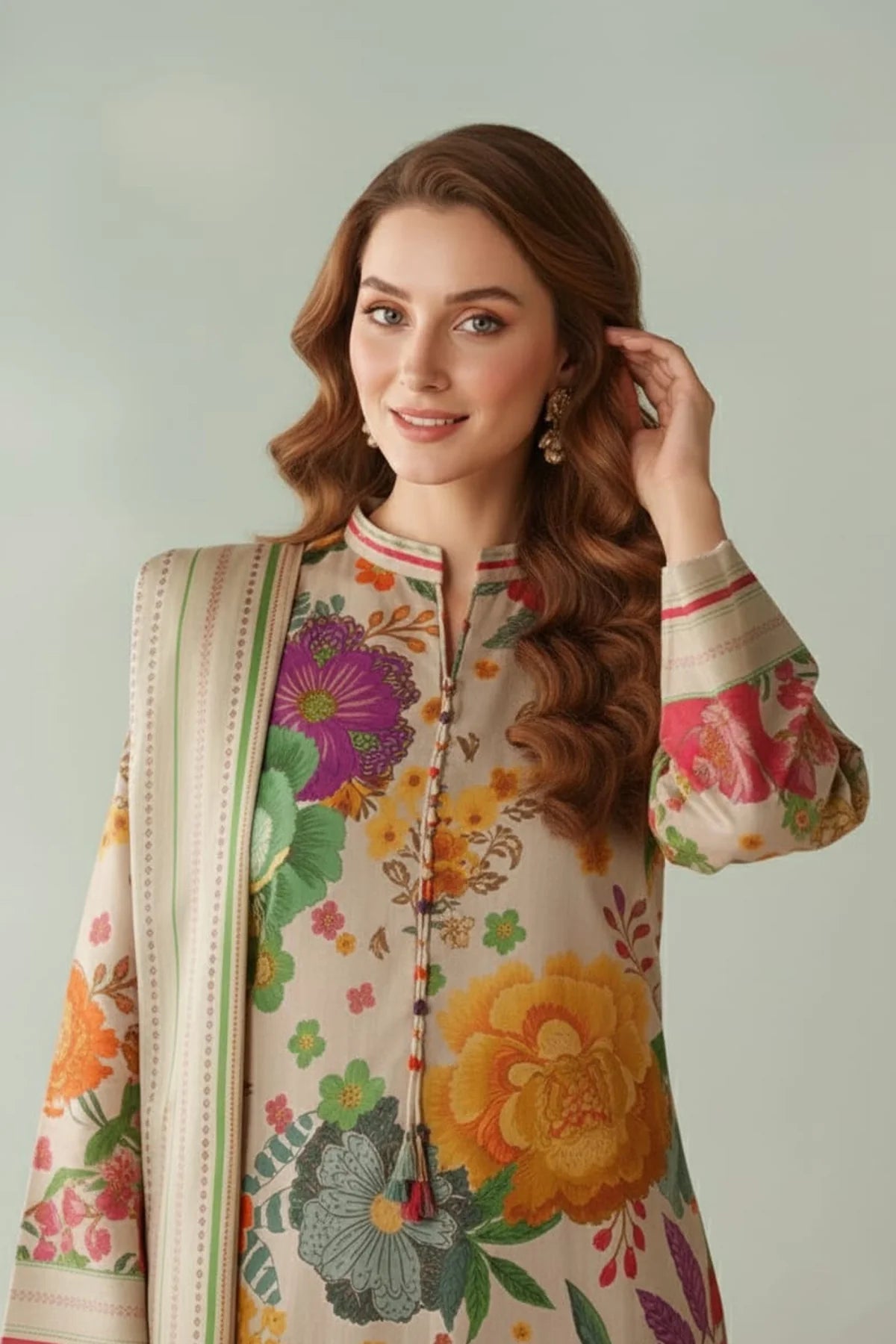 3 Piece Khaddar Suit-Printed
