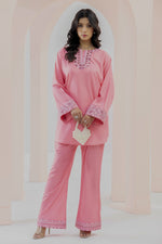 2 Piece Raw Silk Suit-Embroidered (Pret)