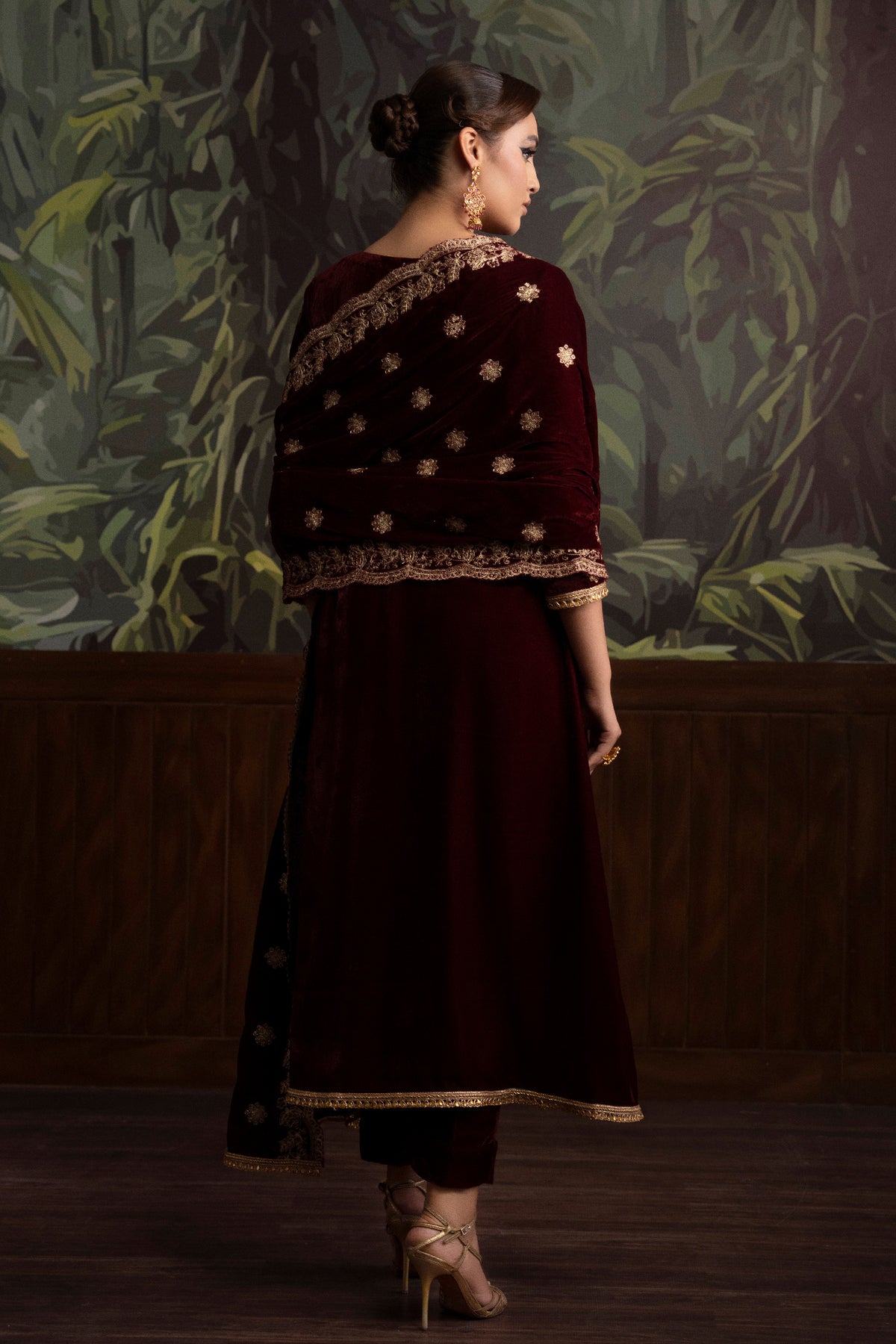 3 Piece - Embroidered Velvet Suit