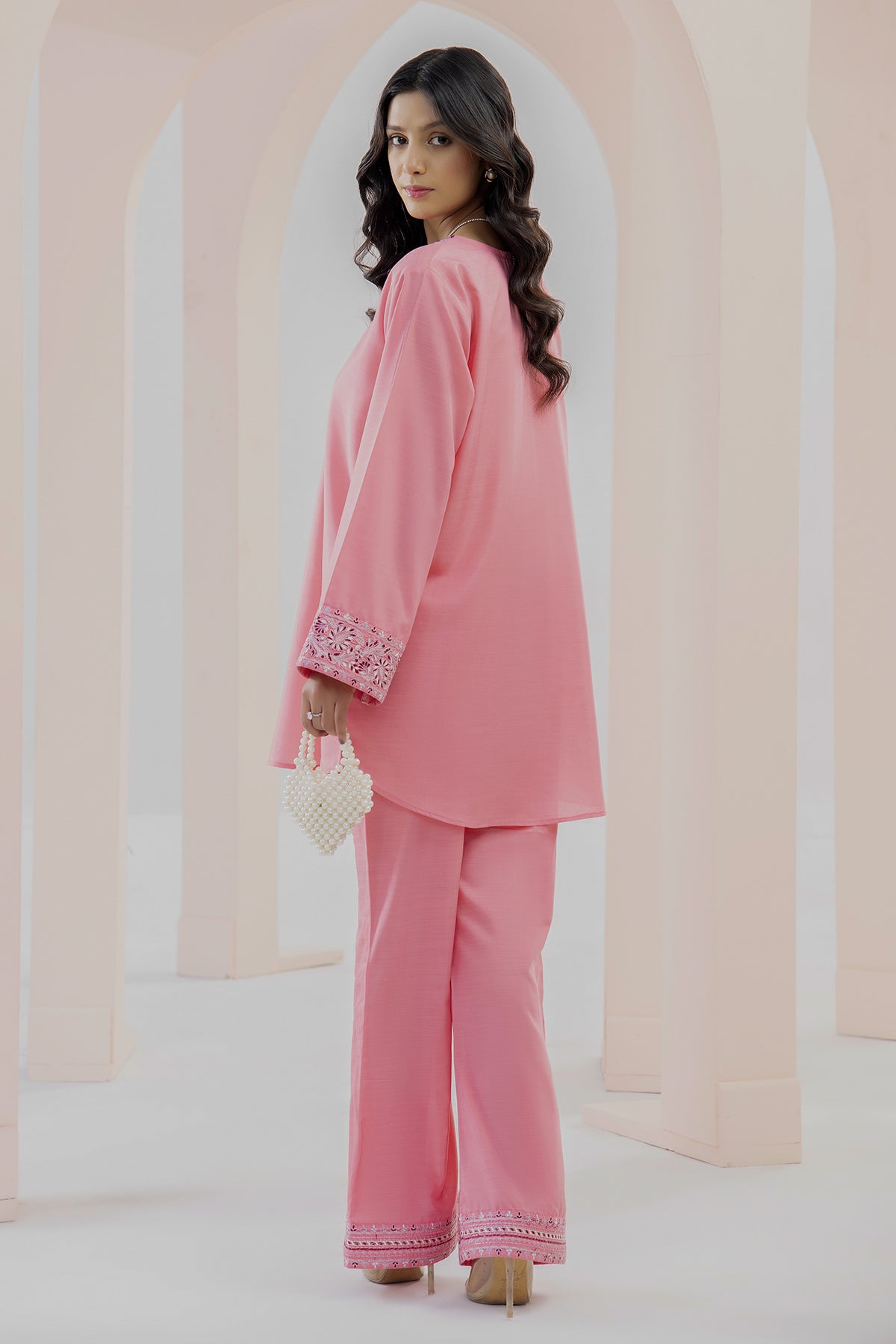 2 Piece Raw Silk Suit-Embroidered (Pret)