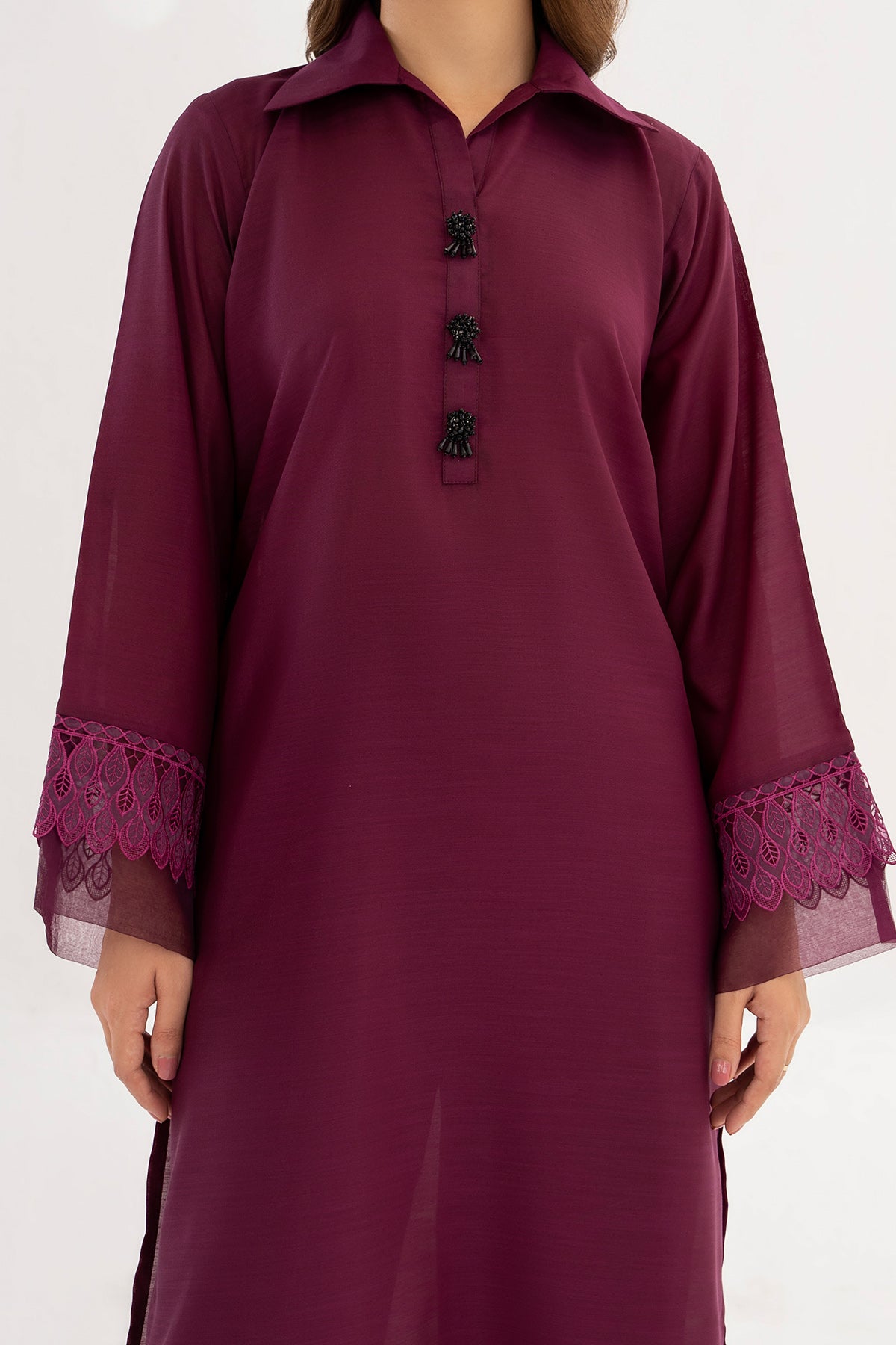 Dyed Blended Raw-Silk Dress (Pret)