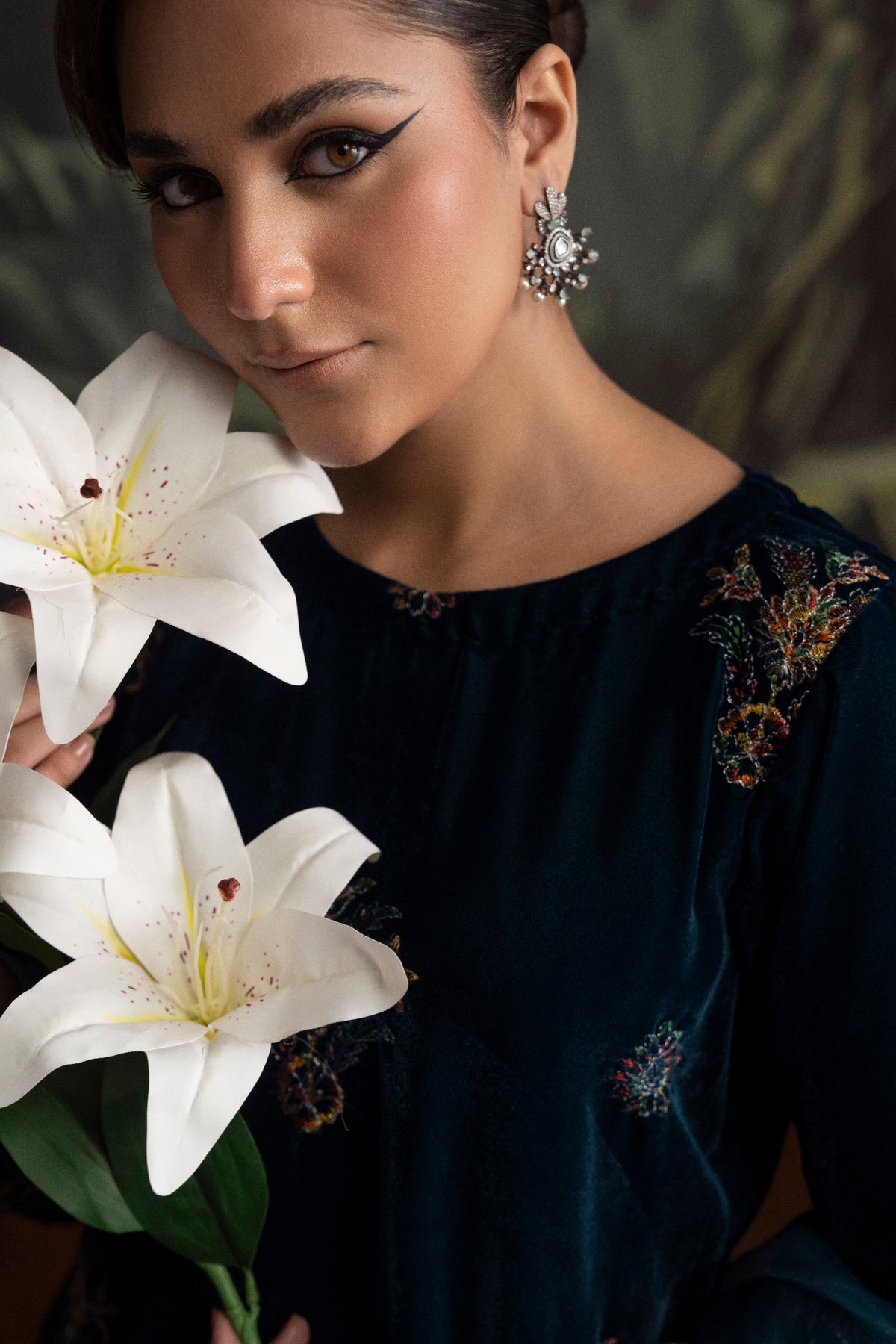 3 Piece - Embroidered Velvet Suit