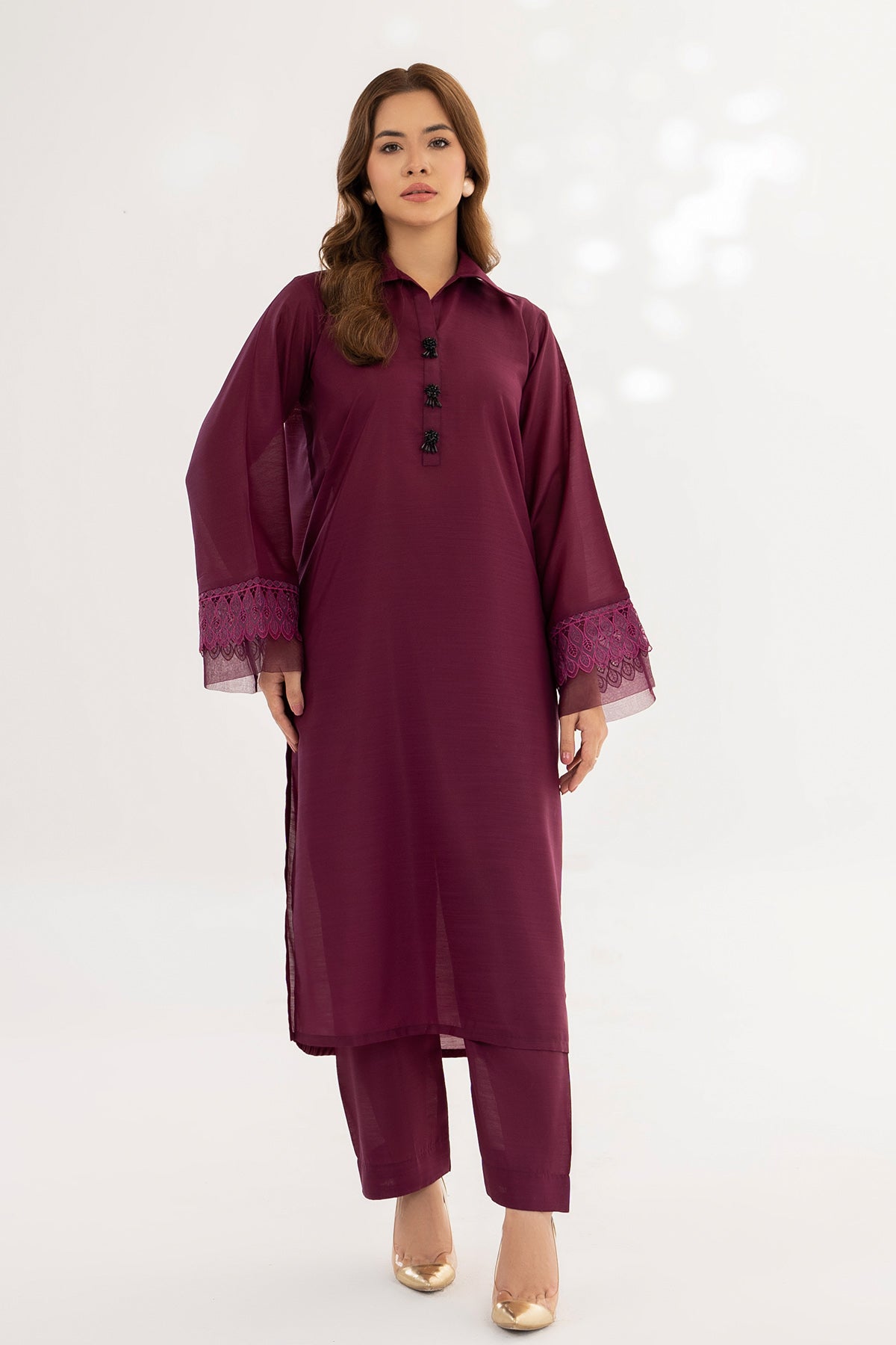 Dyed Blended Raw-Silk Dress (Pret)