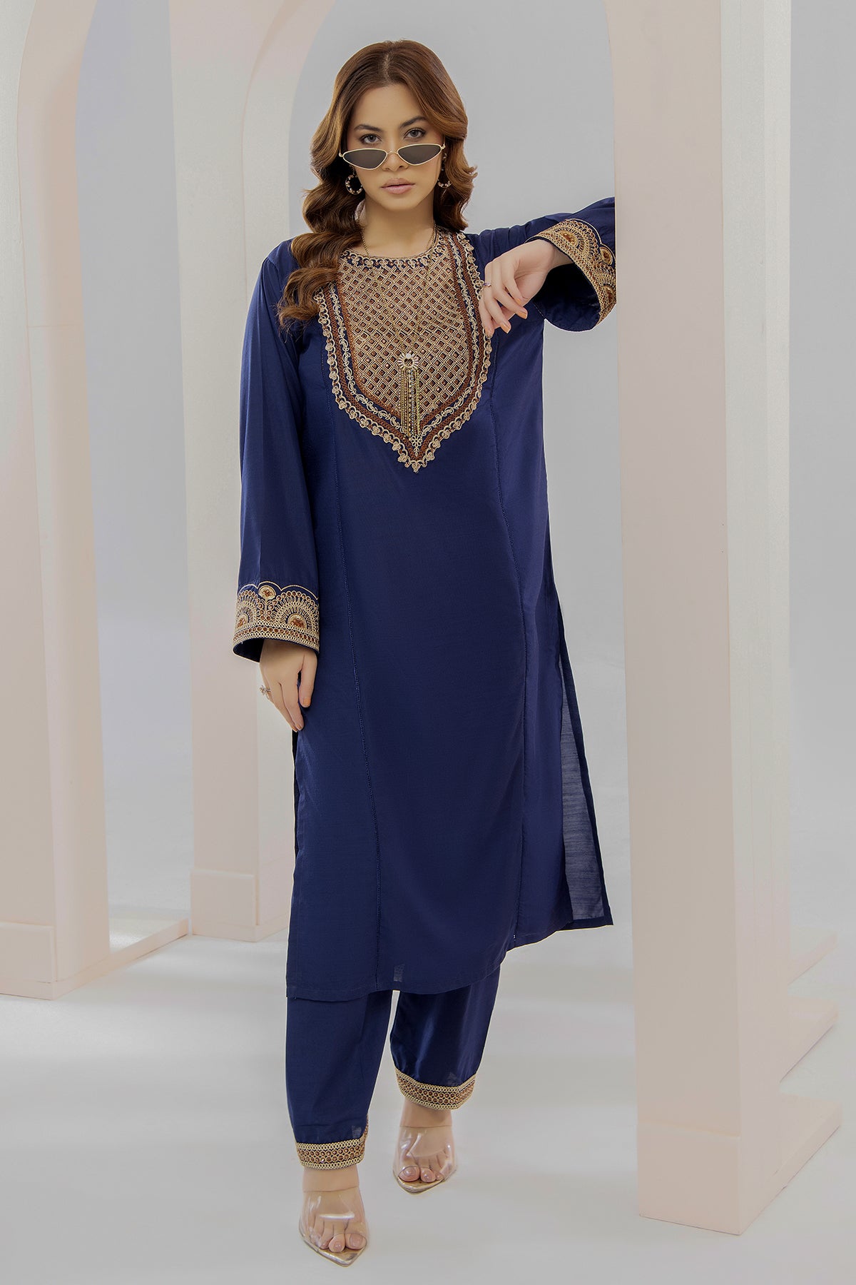 2 Piece Cotton Suit-Embroidered (Pret)