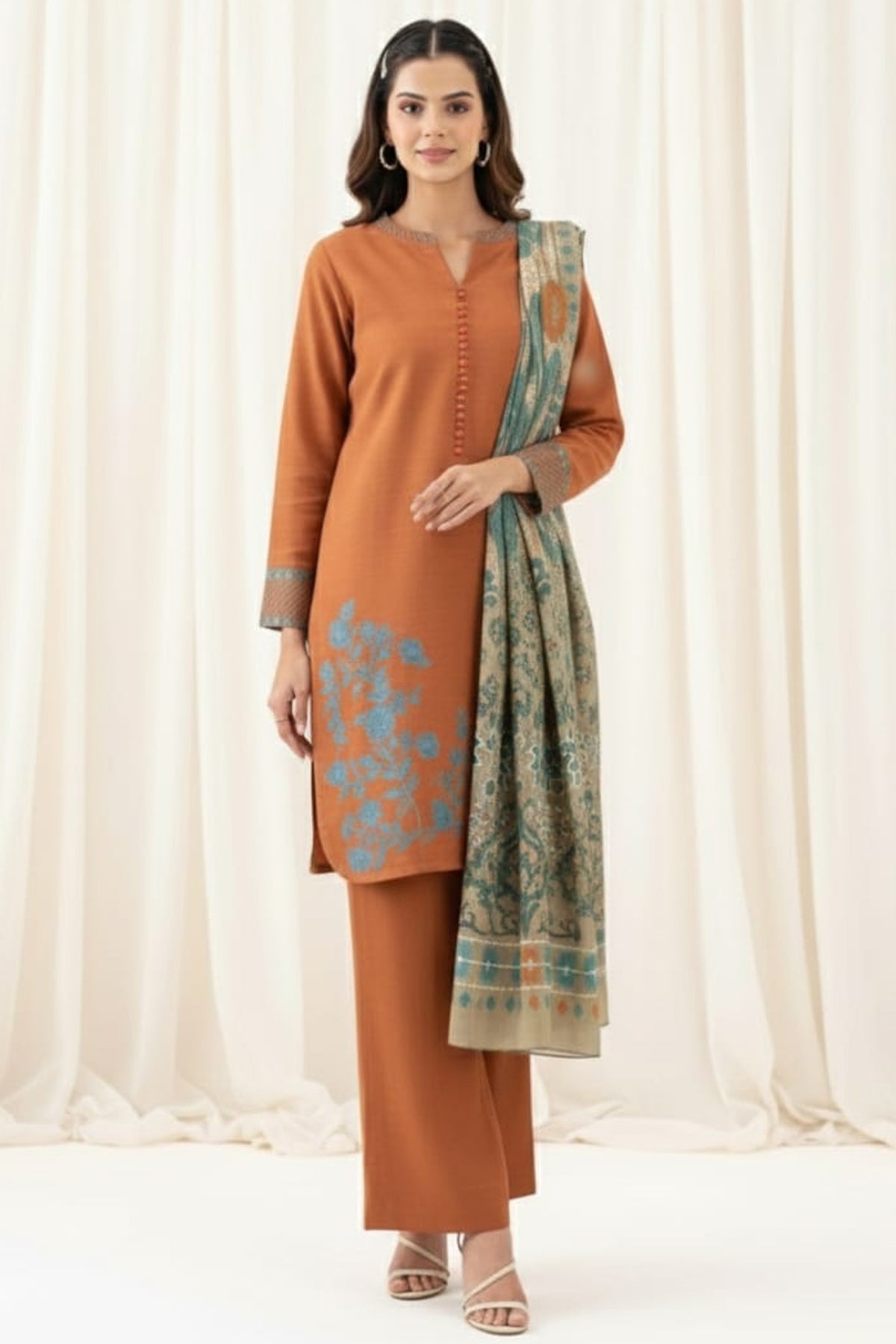 3 Piece Khaddar Suit-Printed
