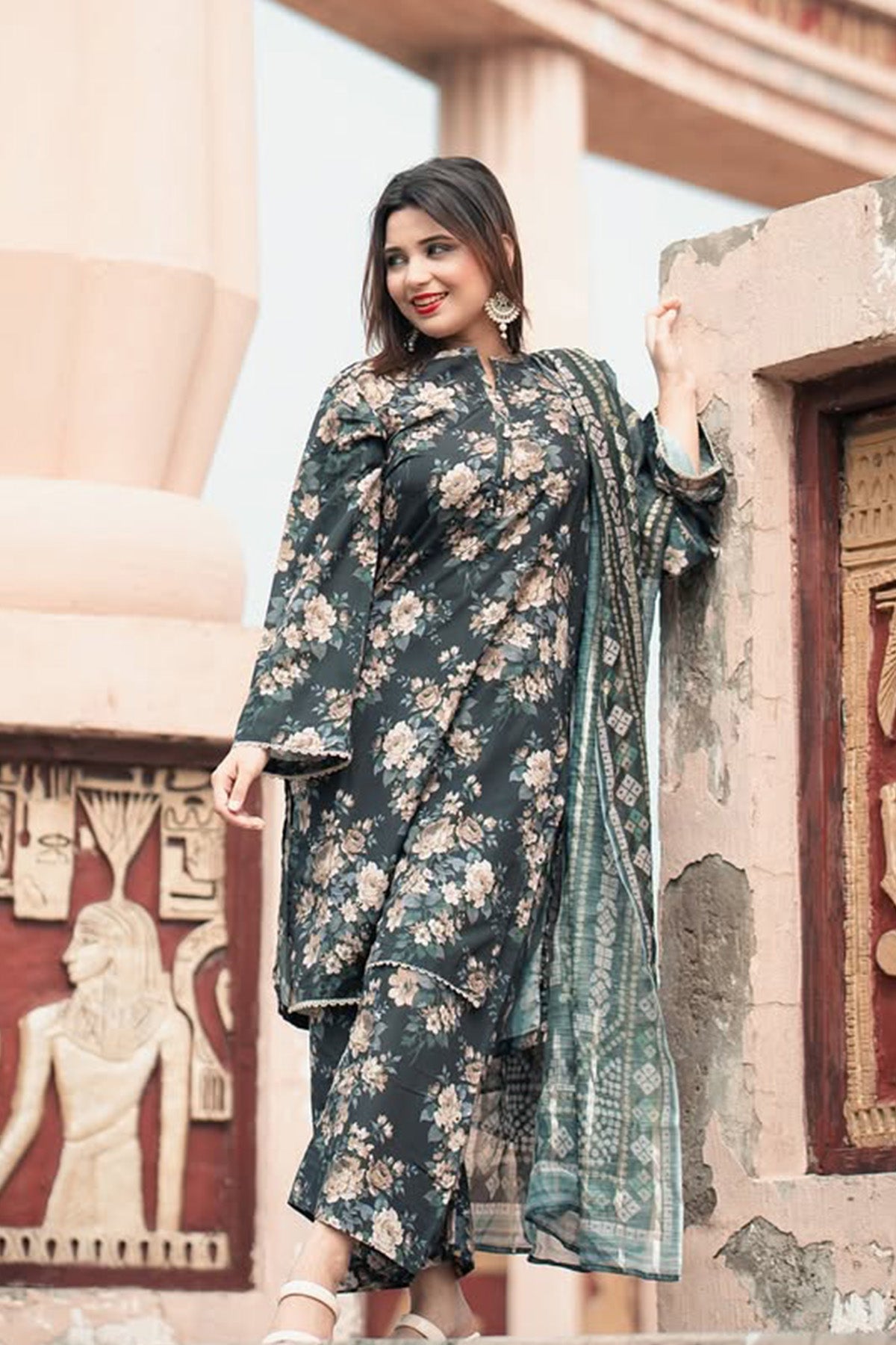 3 Piece Cambric Suit-Printed