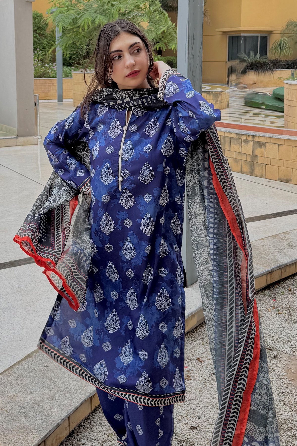 3 Piece Cambric Suit-Printed