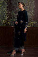 3 Piece - Embroidered Velvet Suit