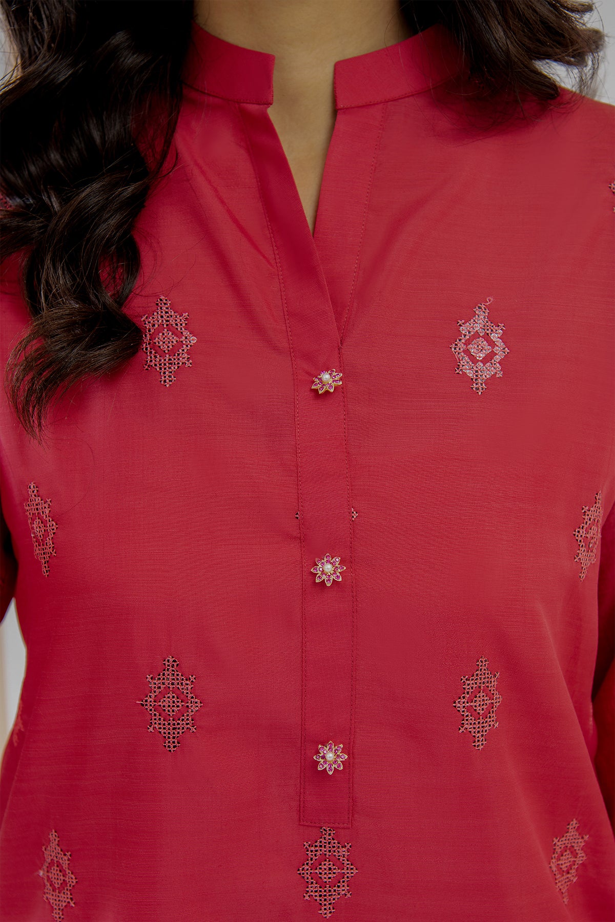 2 Piece Raw Silk Suit-Embroidered (Pret)