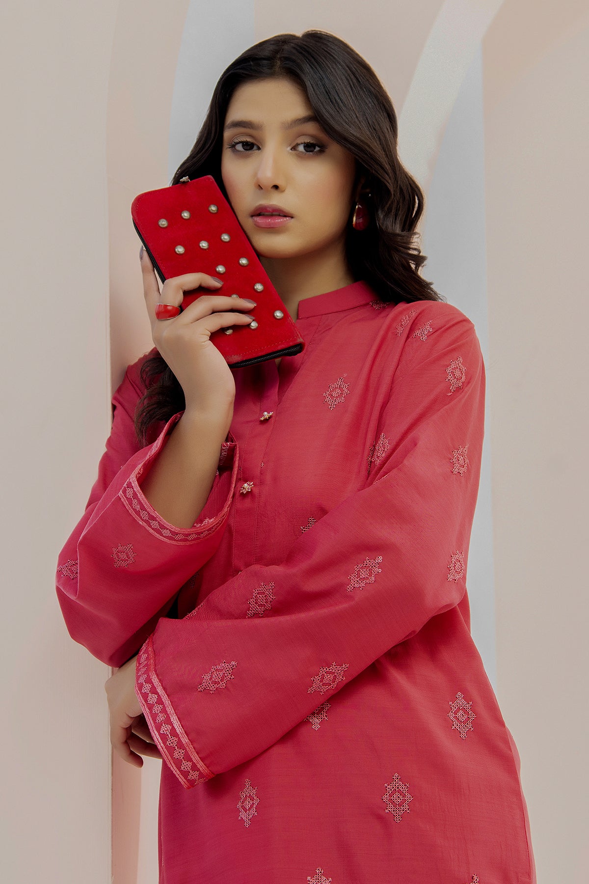 2 Piece Raw Silk Suit-Embroidered (Pret)