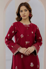 2Pc - Embroidered Solid Dress