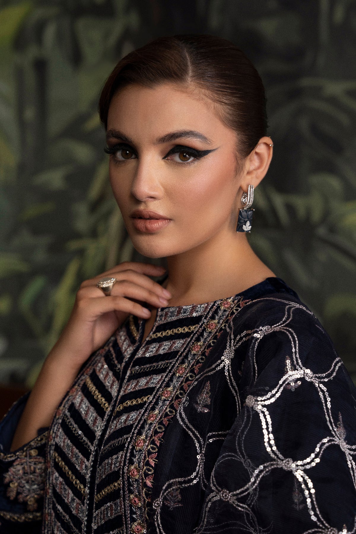 3 Piece - Embroidered Velvet Suit