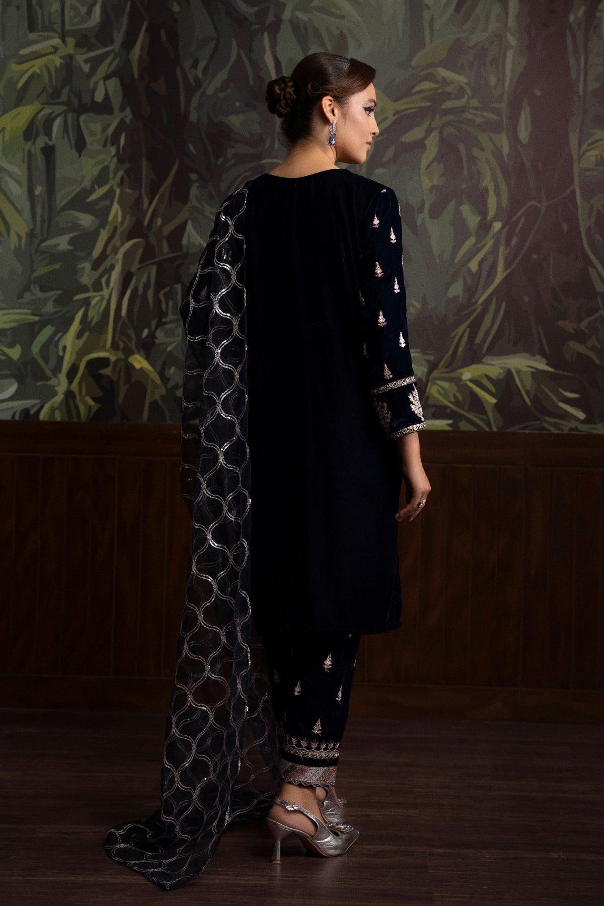 3 Piece - Embroidered Velvet Suit