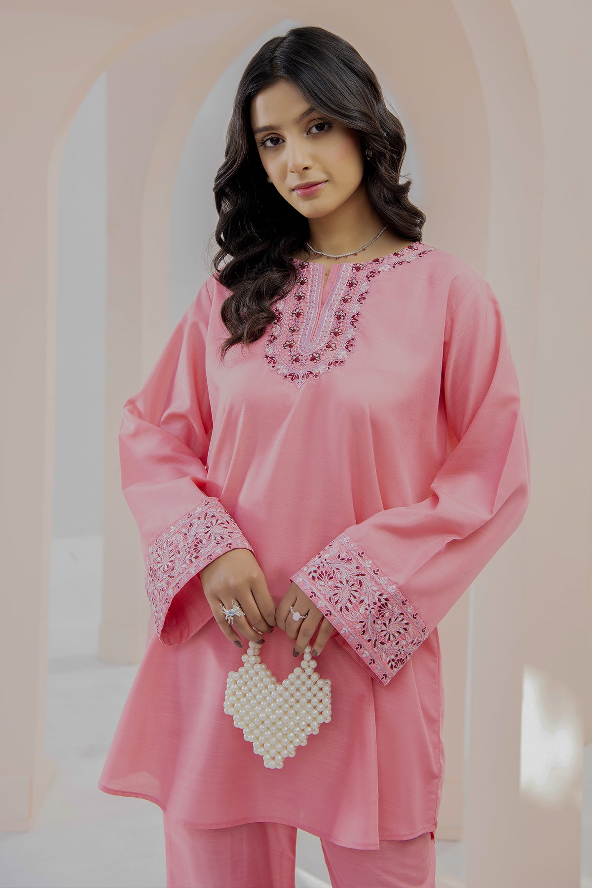 2 Piece Raw Silk Suit-Embroidered (Pret)