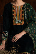 3 Piece - Embroidered Velvet Suit