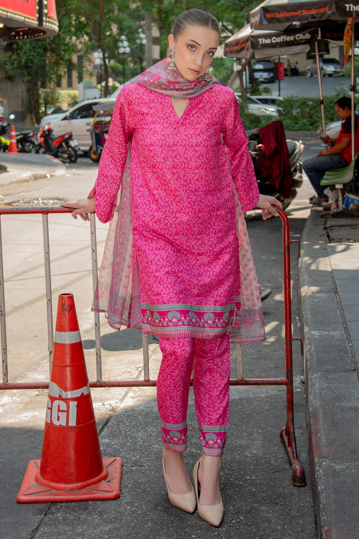 3 Piece Cambric Suit-Printed