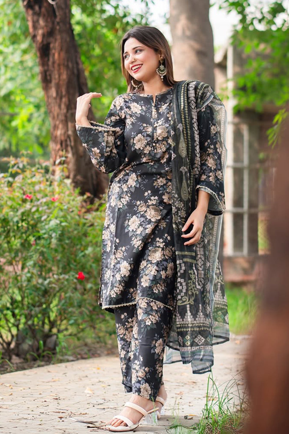 3 Piece Cambric Suit-Printed