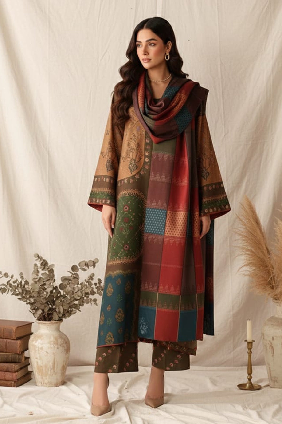 3 Piece Khaddar Suit-Printed