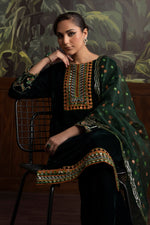 3 Piece - Embroidered Velvet Suit