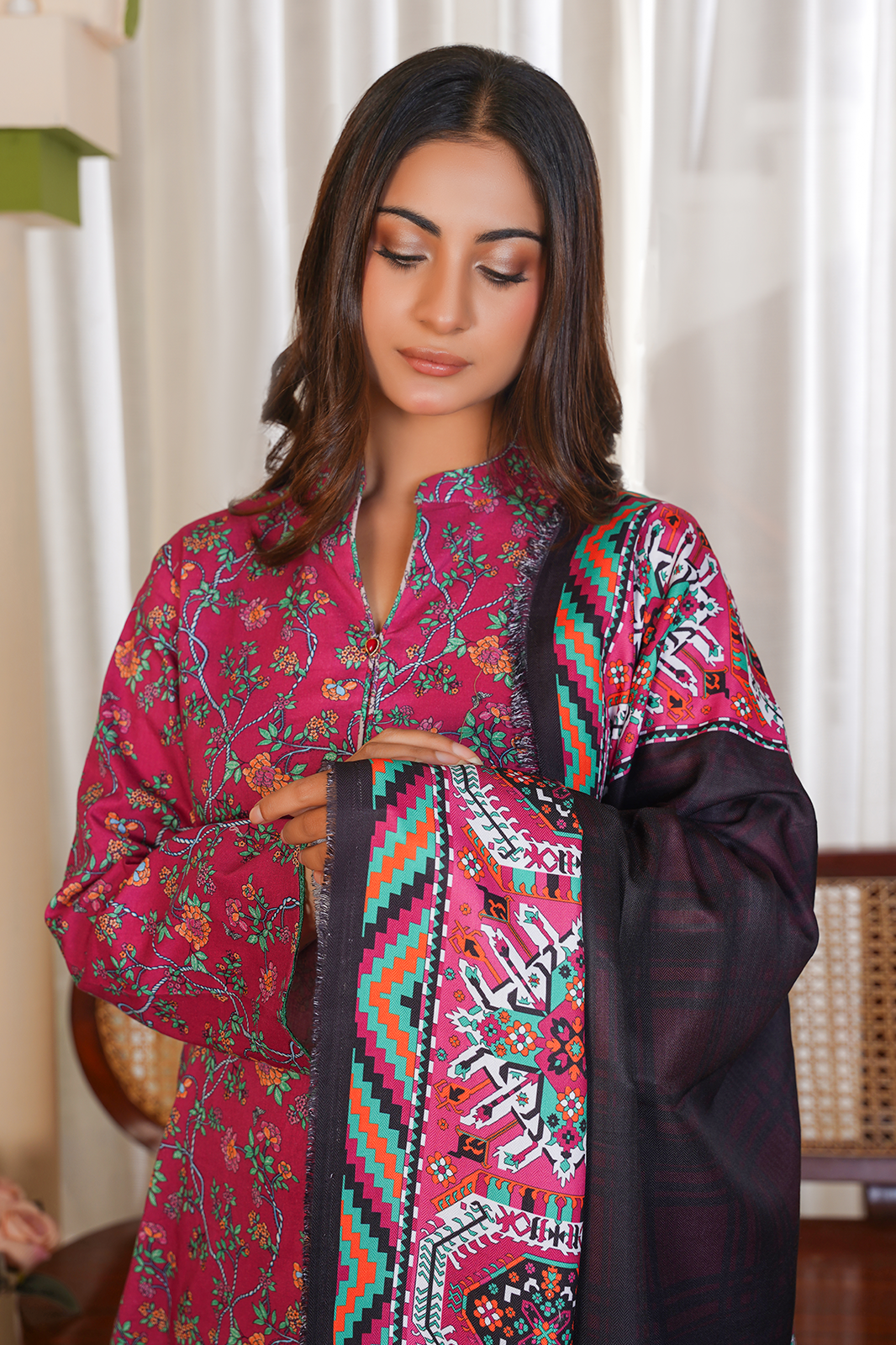 3 Piece Khaddar Suit-Printed