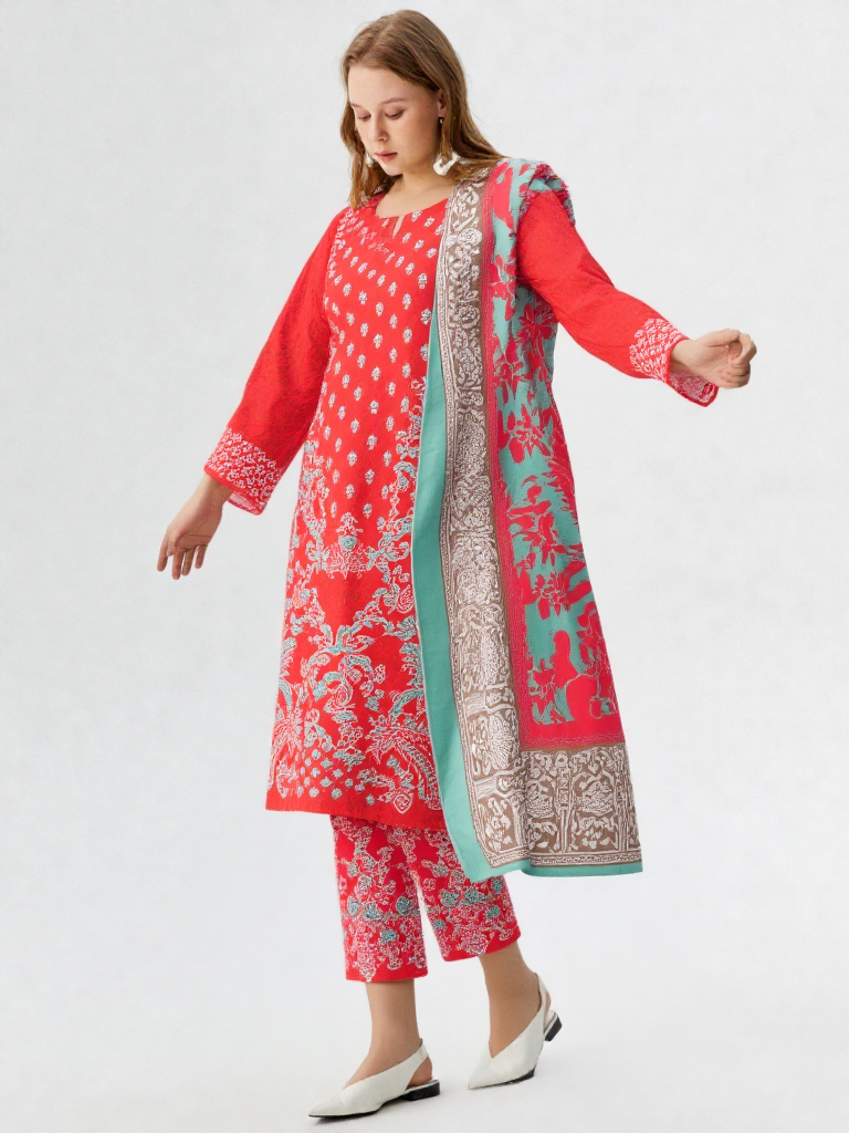 3 Piece Khaddar Suit-Printed