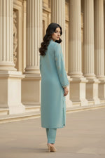 2 Piece Raw Silk Suit-Embroidered (Pret)