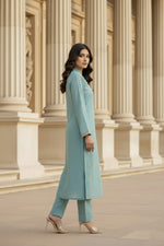 2 Piece Raw Silk Suit-Embroidered (Pret)