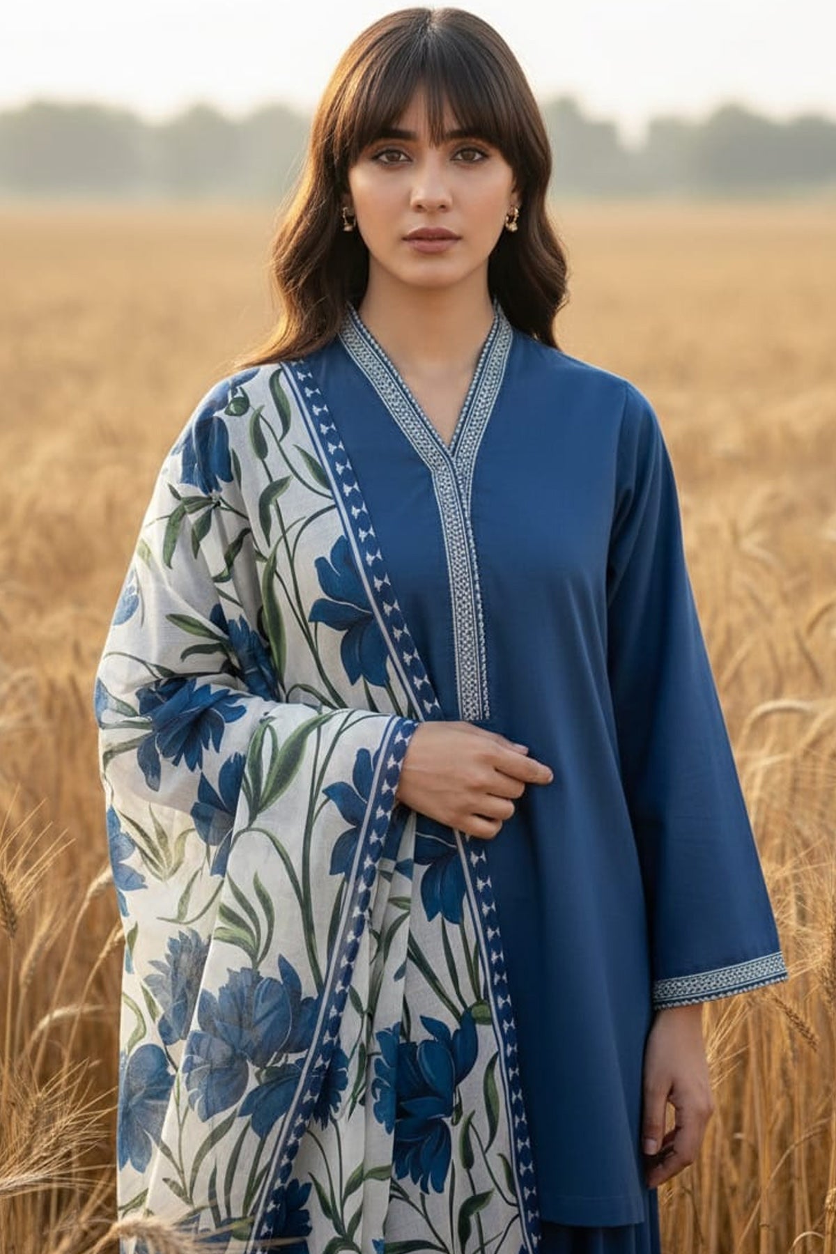 3Piece Lawn Embroidered Dress