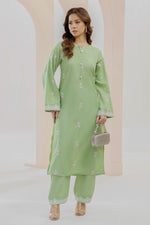 2 Piece Raw Silk Suit-Embroidered (Pret)