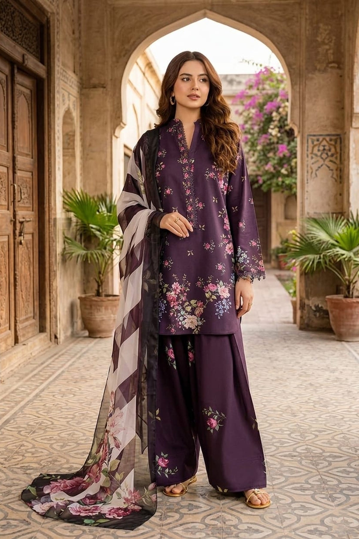3 Piece Lawn Suit-Printed