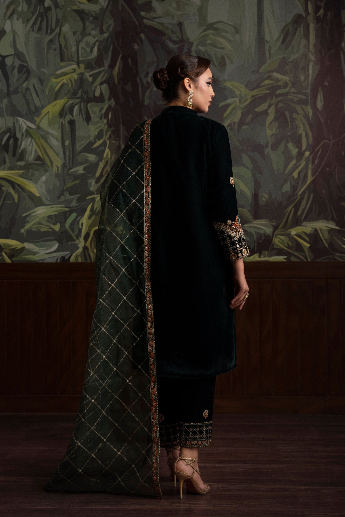 3 Piece - Embroidered Velvet Suit