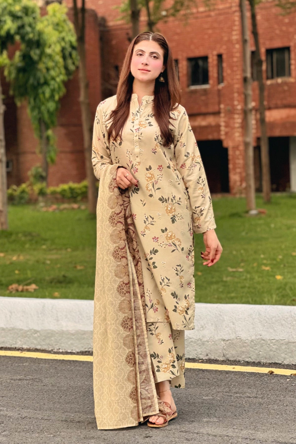 3 Piece Cambric Suit-Printed