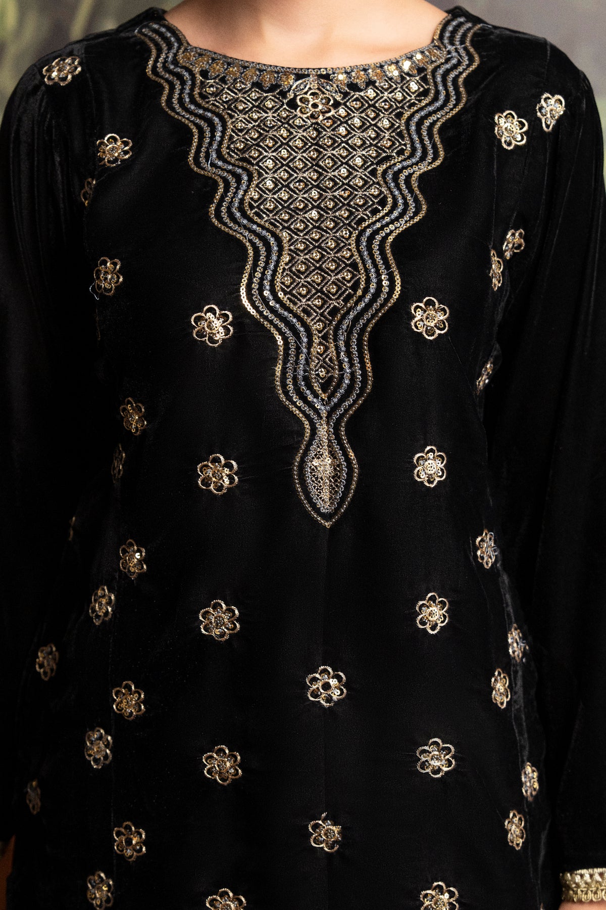 3 Piece - Embroidered Velvet Suit