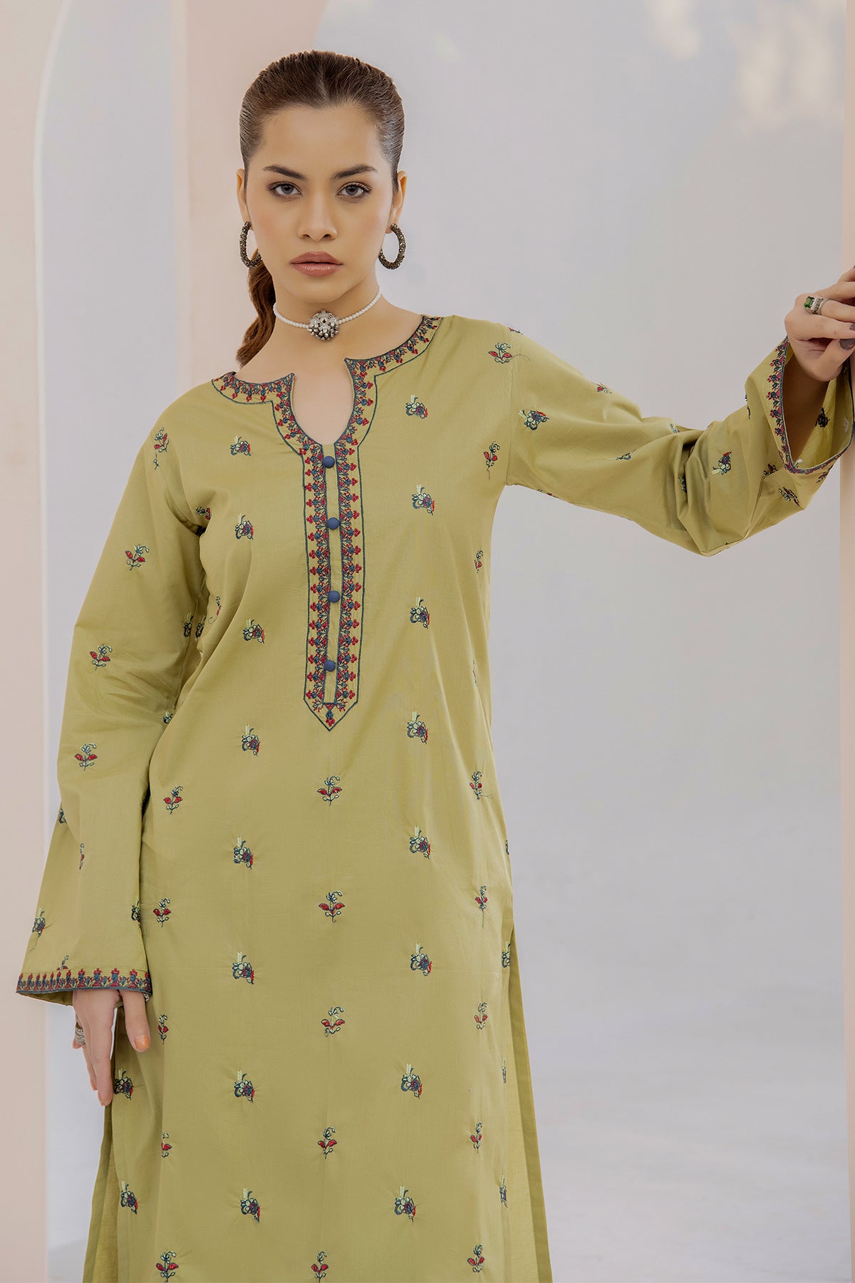 2 Piece Cotton Suit-Embroidered (Pret)